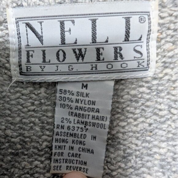 Vintage Silk Angora Beaded Sweater Womens Size Medium Gray Art Deco Mock Neck - Picture 9 of 14